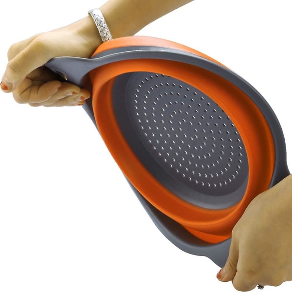 2 Foldable And Non-toxic Kitchen Colanders, Easy To Clean, 2 Sizes With Orange