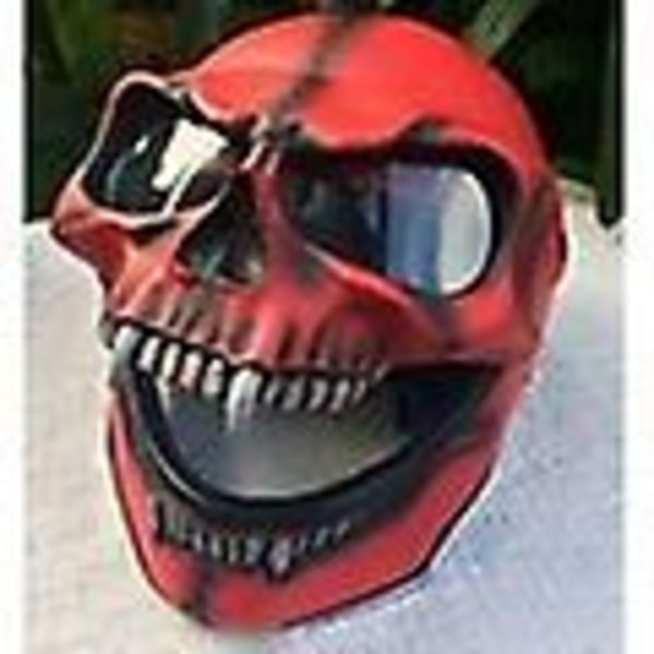 Halloween Skull Mask Huvudbonader med rörlig mun - Helhuvudmask red