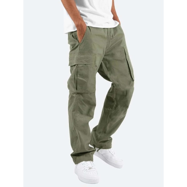 Män's Drawstring Multi-Pocket Polyester Cargo Pants lila XL