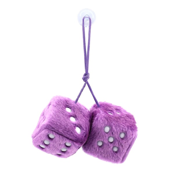 Bilhängande lurviga tärningar, par hängande parbilshänge med prickar för bilinteriördekoration, inomhusvägg Purple