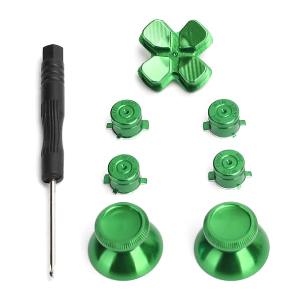Spilcontroller Aluminium Legering Knapper Tommelfinger Stick Sæt Udskiftningsdele til PS4 Grøn