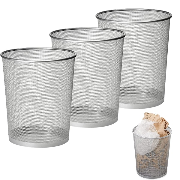 Set med 3 papperskorg, 12L mesh för skrivbordssopor - 26,5 x 23,5 x 18,8 CM