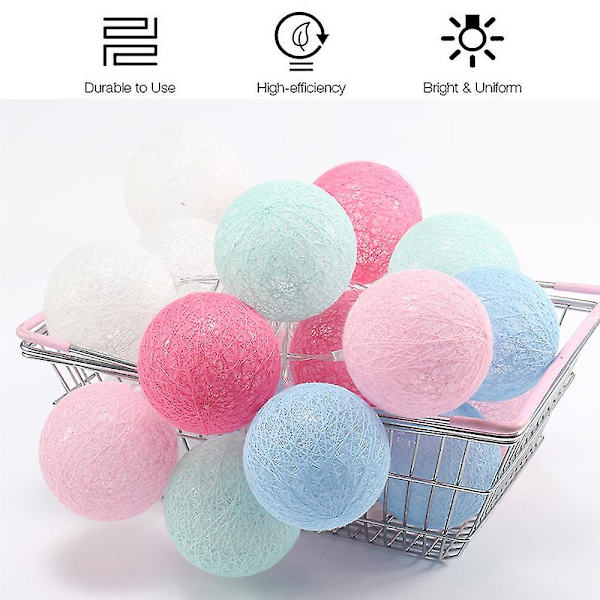 Cotton Ball Fairy Lights Led batteridrivna String Fairy Light