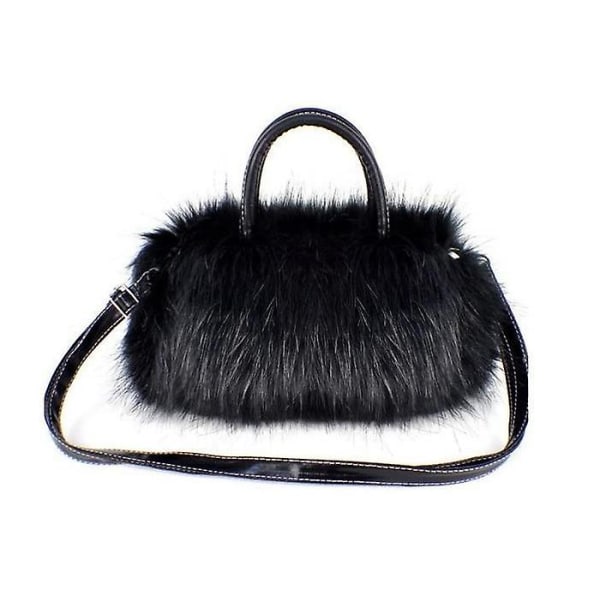 Plys Fluffy Tote Bag Underarm Bag Fluffy Skuldertaske, sort