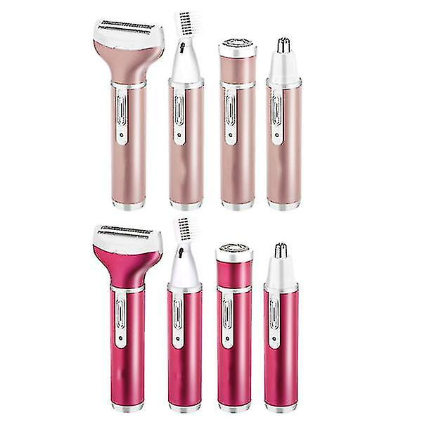 New2023 Genopladelig 4 i 1 hårfjerner Lady Shaver Næsehårtrimmer Øjenbrynsformer Ben Armhule Bikinitrimmer Kvinder Epilator EU plug Rose gold