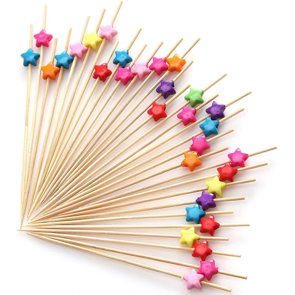 Bambus håndlagde tannpirkere pinner 100 stk assortert farge stjerner