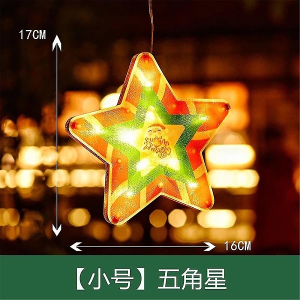 Julupplysta fönsterdekorationer med sugkopp Batteridrivna hänglampor Star