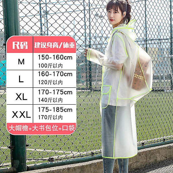 Nytt mode kvinnor Transparent plast flickor Regnrock Resor Vattentät Regnkläder Man Poncho Utomhus Regnrock Bärryggsäck XL Grön (ryggsäck) XL Green (backpack)