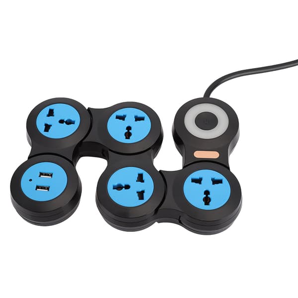 Multifunksjonell strømstripe med 5 uttak og USB-port