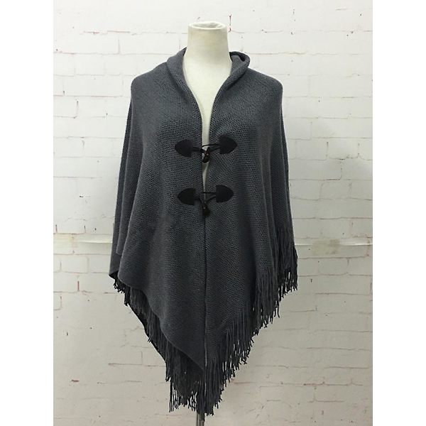 Viitta Tupsu Horn Solki Yksivärinen Epäsäännöllinen Kaksikerroksinen Tupsu Cape Huivi Dark grey 120cm