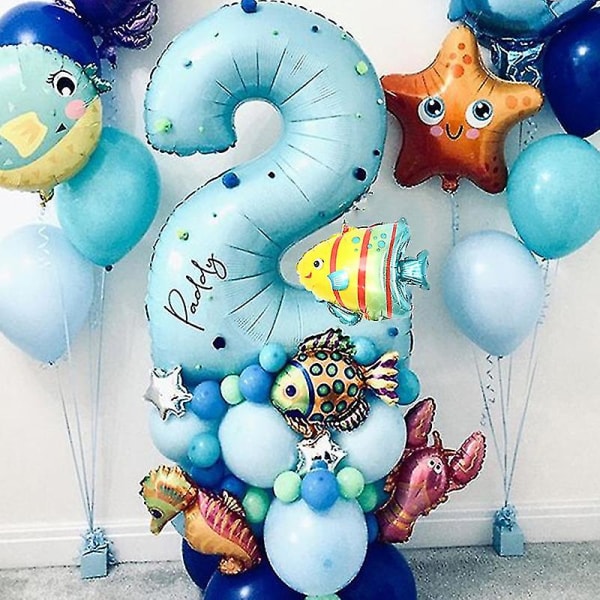 44 st Under Sea Animal Balloon Ocean World Mermaid Party Dekor Starfis nummer 2 Number 2