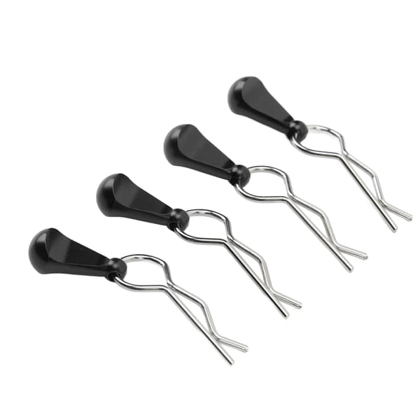 4 stk. RC Karosseri Klips Stift Rustfrit Stål R-Form Universal til 1/8 1/10 Fjernstyret Bil Sort