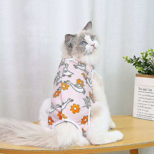 Cat Recovery Suit Cat Sterilization Kläder Andningshalsband Alternativ White M