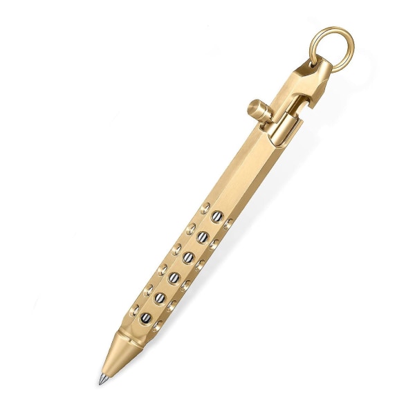 Kuusireunainen massiivimessinkikynä, Bolt Action Pen Edc Pocket Pen Signature Pen Pocket Pen bronze