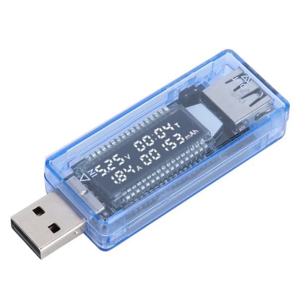 LCD USB Detektor Voltmeter Amperemeter Effektkapasitetstester Spenning Strømmåler