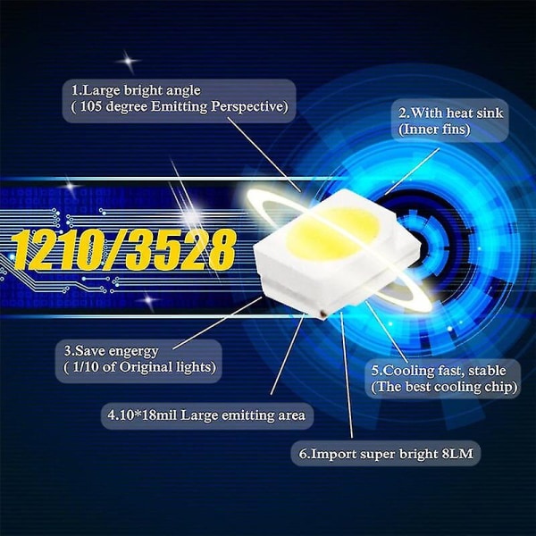 Ny 10st T3 T4.2 1210 3528 T4.7 5050 1 Smd Led Dc12v Bilinstrumentljus Auto Dashboard Dash Lamp Cluster Bulbs 6 Color#294302 Ice Blue