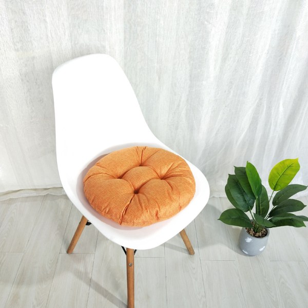 【Barbie Shop】 Förtjockad linne Rund Sits Dyna Stol Matta Sovrum Golv Sittdyna Lämplig för matsalen Sovrum Soffa Läshörn Trädgård Orange 45*45*9cm