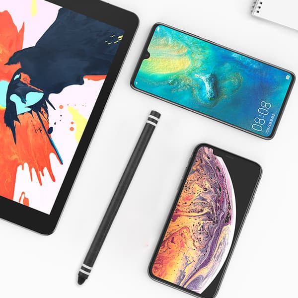 Ekstra lang stylus i farveblyantform til touchskærm mobil tablet sort