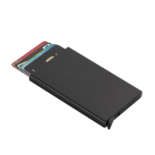 Aluminiumskortholder Slimkortveske Minimalistisk kortlommebok Pop Up Card For Men Black
