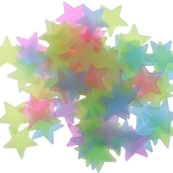 100 stk 3d Stars Glow In Dark Luminous Wall