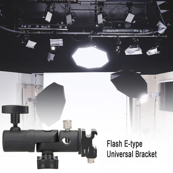 E Shape Universal Metal Flash Bracket Stativ Sko Speedlite Paraply Hållare Paraply Mount Adapter För Fotostudio