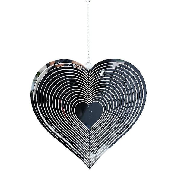 Vindspinner Yard Kunst Hagedekor 3d Hjerte Rustfritt stål Metallskulpturer Kinetisk Hengende Vindfanger Ornament