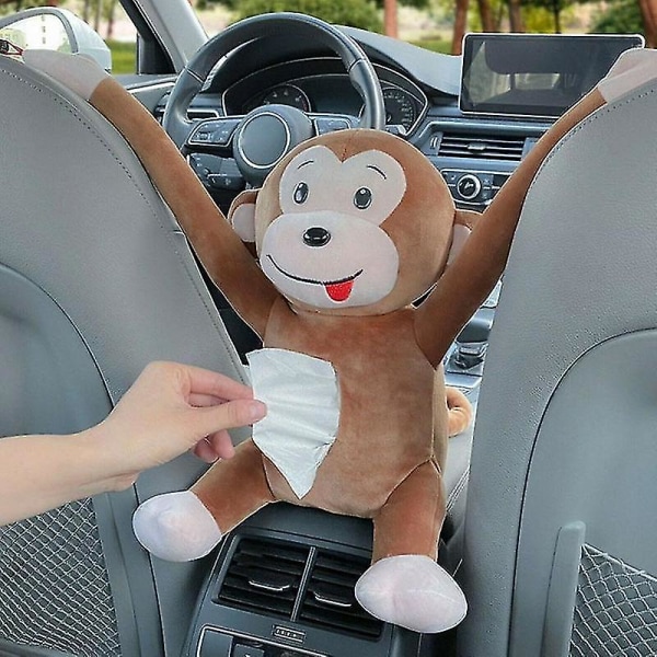 1 stk Creative Cartoon Monkey Hjemmekontor Bilhengende papirserviett Tissue Box Cover Holder Bærbar papirboks Dekorasjonsutstyr B