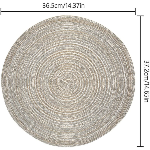 Bordstablett, set om 6, rund, värmebeständig, vävd bordstablett, mattor (36 Cm)