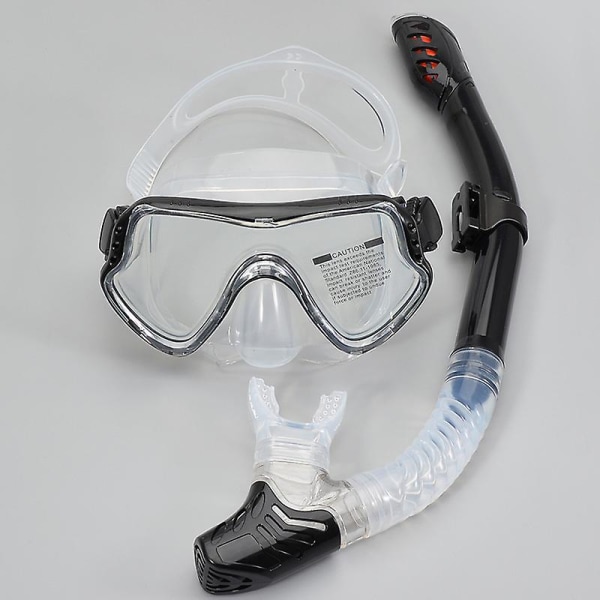 Dykglasögon Set Män och kvinnor Nya vuxen Silikonmask med stor ram Simning Snorkelmask Dykglasögon black transparent