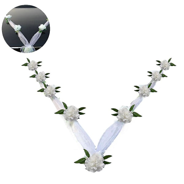 Bryllupsbil Blomsterplate Båndsløyfer Sett med Plysj Bjørn Dørhåndtak
