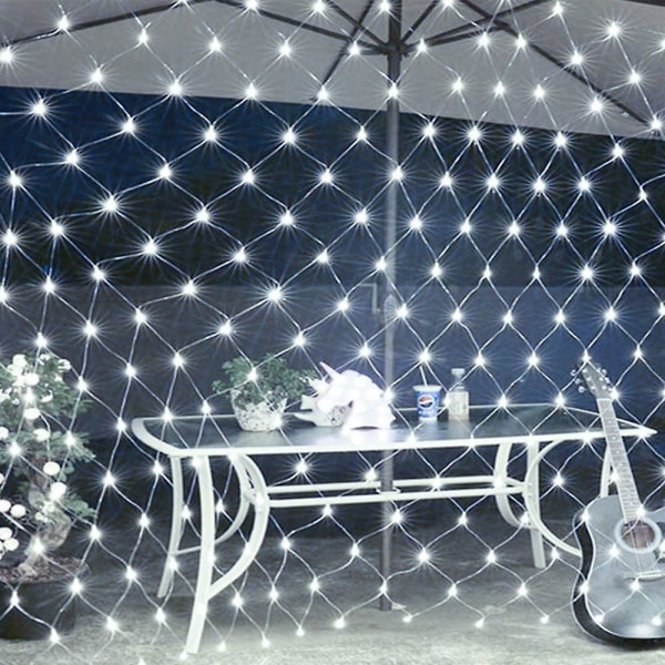 Led net lys udendørs mesh lys, jule net lys til soveværelse (blå) hvid White