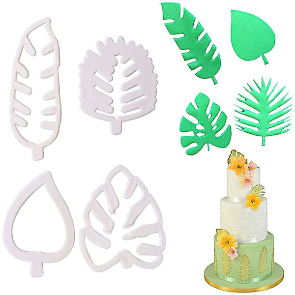 4 Stk Cookie Cutters, Tropical Leaf Cookie Leaf til dekorativt bageværktøj