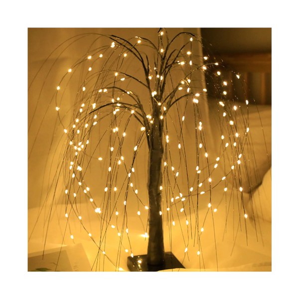 192-LED Bordsskiva Christmas Weeping Willow Tree String Lights-Svart