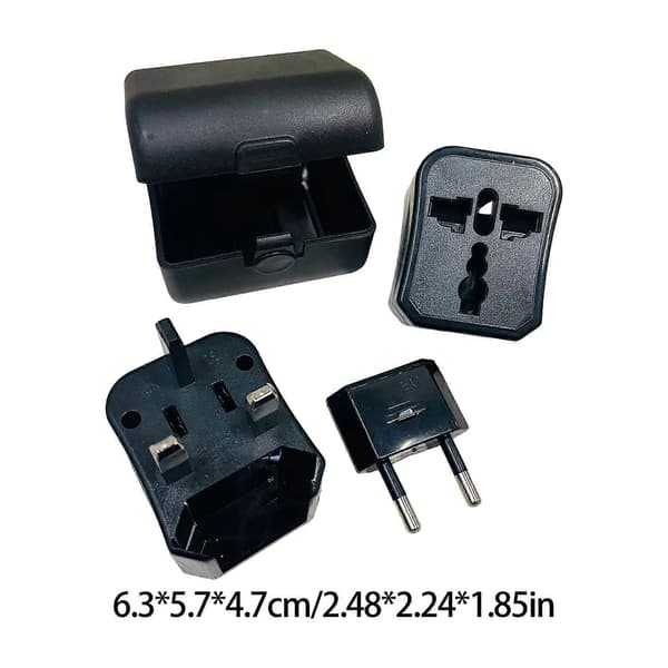 Oplader til flere lande Adaptere 3 stk. Universel kompatibilitet ABS-konstruktion Let at bære Design Sort Black