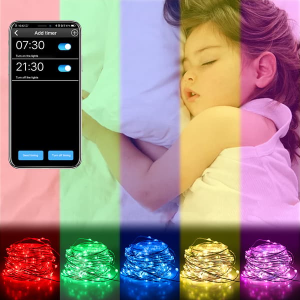 Bluetooth USB Kobbertråd Lyslenke APP Kontrollert Juledekorasjon