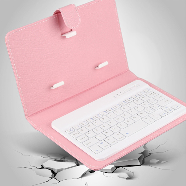 Trådløst Bluetooth-tastatur etui til iOS/Android-telefoner - Rosa