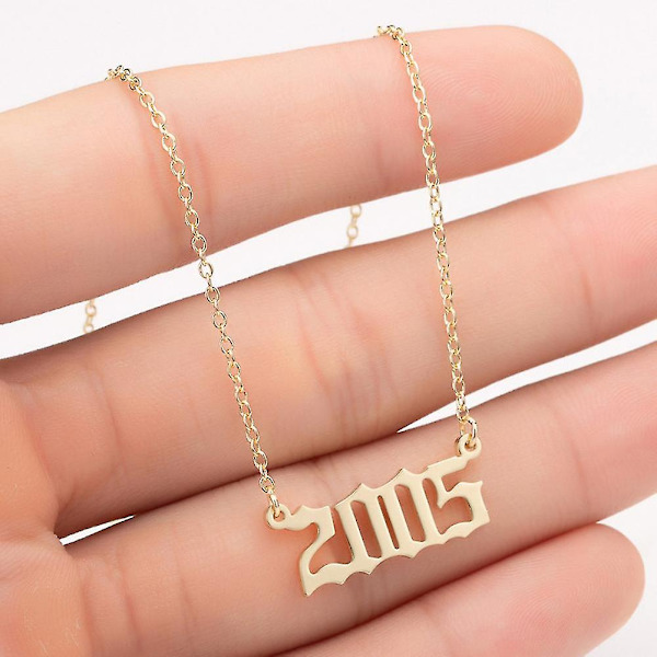 1980-2019 Birth Year Number Charm Pendant Stainless Steel Chain Necklace Jewelry Silver 2011