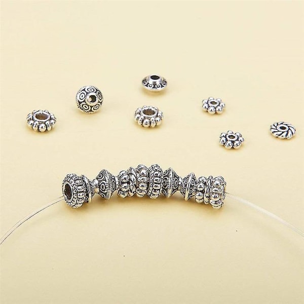 Antik Silver Spacer Beads Legering Smycken Pärlor Tube Metal Spacers För armband