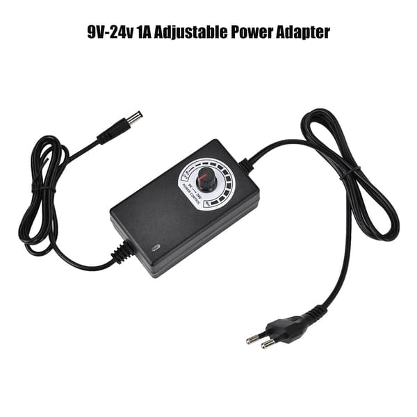 Justerbar strømforsyning til hastighedsstyring af motor - 9V-24V, 1A (EU-stik)
