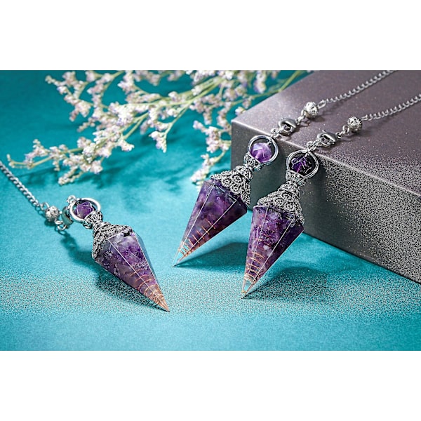 Chakra Krystal Pendulum Sekskantet Reiki Healing Krystal Points Ædelsten Dowsing Pendulum For Divination Skrige Wicca Amethyst