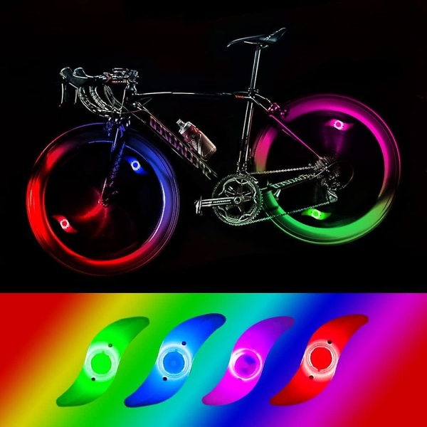 4 x LED cykelhjulslys, vandtæt LED cykelhjulslys med 3 blinkende tilstande LED cykelhjulslampe til voksen- og børnecykel - farve
