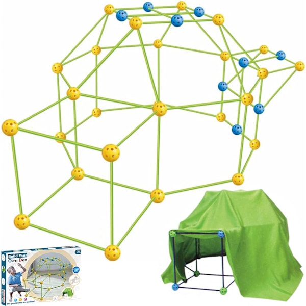 55 delar gör-det-själv-tältleksak, fästningsleksak för barn, fortbyggnadssatser för barn