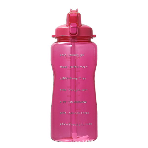 2000 ml motiverende udendørs vandflaske med tidsmarkør og sugerør, lækagesikker Tritan Bpasports flaske Red