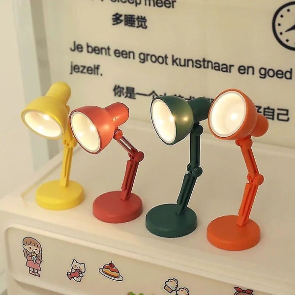 2 stk Mini liten bordlampe Led sammenleggbar bærbar liten nattlampe Magnetisk sug varm farge Øyebeskyttelse Lesebordlampe med klips 09B-Orange