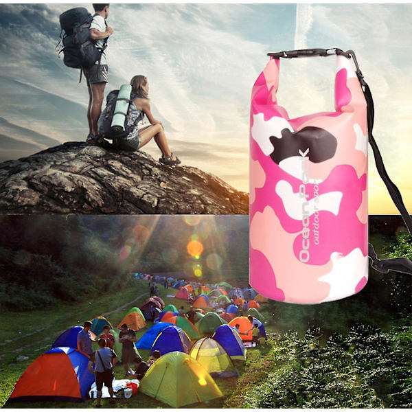 Kamouflageväska Pvc Vattentät Bucket Bag Vattentät Väska Beach Rafting Förvaring Väska-förvaringsväska Ryggsäck Kamouflage För resor Vandring Fiske Båtliv Ka
