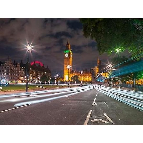 Westminster Abby och Big Ben med remsljus London Uk print av Assaf Frank