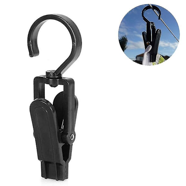 Klesvaskkroker Plast Roterende Klespinne Dusjgardinklemme 20stk Sort Black