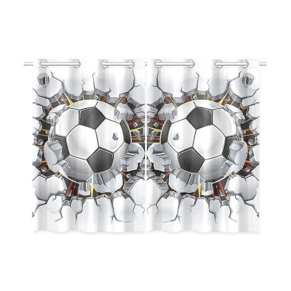 Silver Fotboll Mörkläggningsfönster Gardin Köksgardin 65x90 Cm 2 Paneler