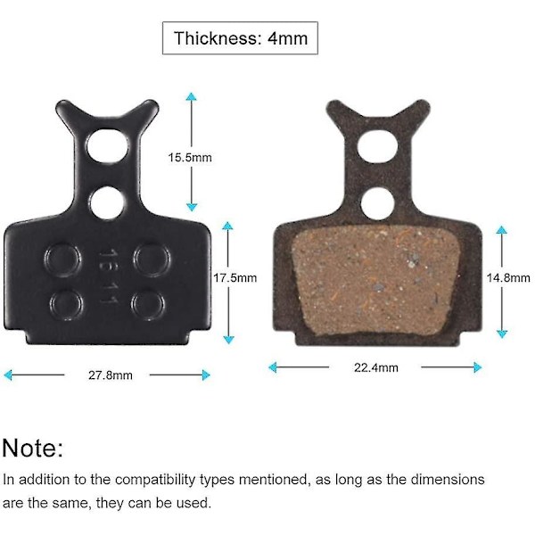 4 par metall bromsbelägg Resin Friction Tablet Mountain Bicycle Skivbromsbelägg