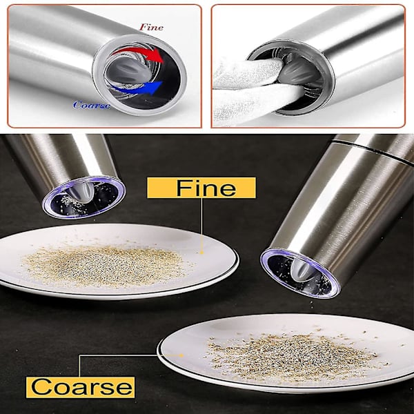 Salt Pepper Grinder, Stainless Steel Electric Pepper Grinder Automatic Himalayan Dried Herbs, Spices